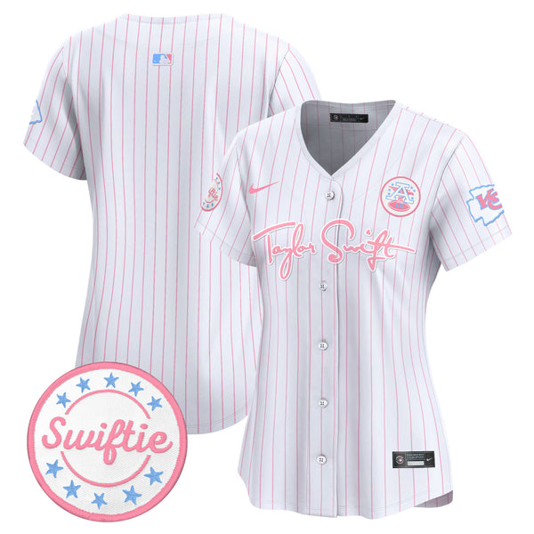 Women's Chiefs Taylor Swift Bubblegum Pink Vapor Premier Limited Jersey - All Stitched - Pinstripe - Team — view 1