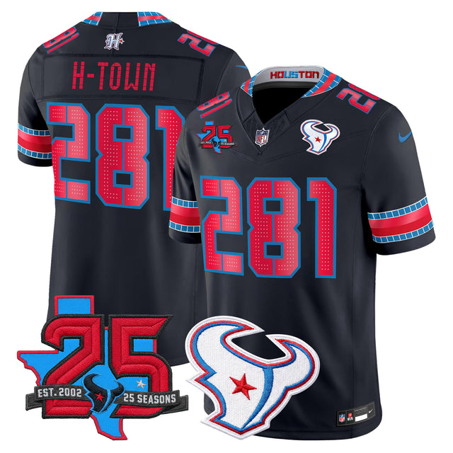 Men's Houston Texans 2026 Rivalries Vapor Limited Jersey - 25th Year Anniversary Patch - All Stitched - Navy - H‑Town 281 — view 1
