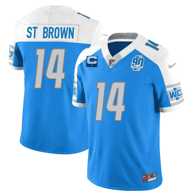 Men’s Detroit Lions 90th Year Patch Vapor Jersey V2 – All Stitched - Alternate - Amon-Ra St. Brown — view 1
