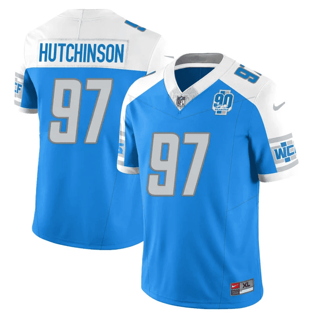 Men’s Detroit Lions 90th Year Patch Vapor Jersey V2 – All Stitched - Alternate - Aidan Hutchinson — view 1