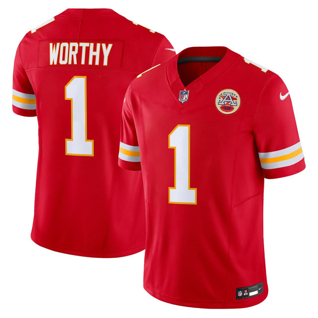 Xavier Worthy Kansas City Chiefs Jersey - All Stitched - Red — view 1