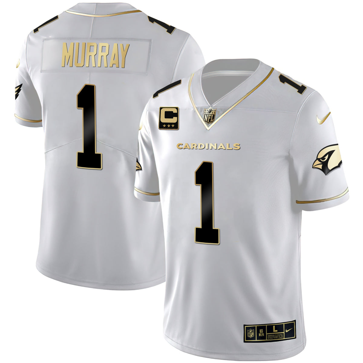 Men's Arizona Cardinals Black Gold & White Gold Vapor Limited Jersey - All Stitched - White Gold - Kyler Murray — view 1