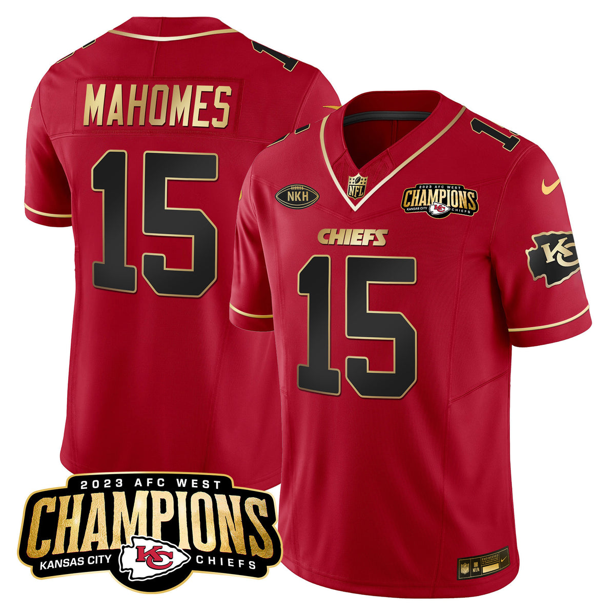 Men's Chiefs 2023 AFC West Champions Patch Vapor Limited Jersey - All Stitched - Red Special - Patrick Mahomes — view 1