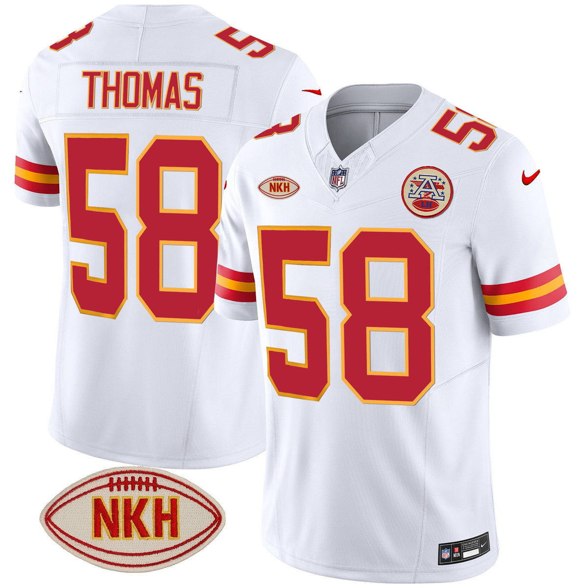 Men's Chiefs NKH Patch 2023 Vapor Limited Jersey - All Stitched - White - Derrick Thomas — view 1