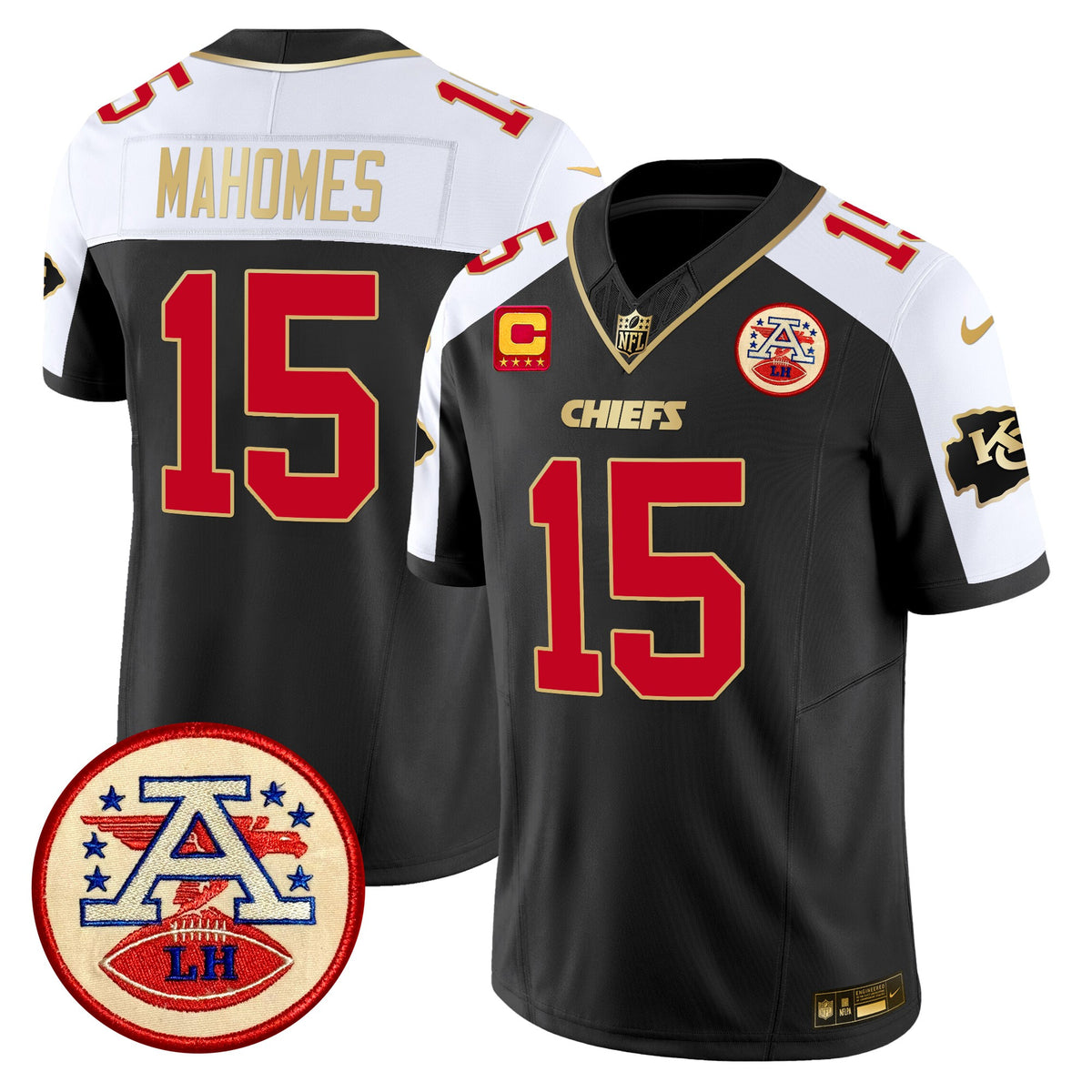 Men's Chiefs 2024 Lamar Hunt Patch Vapor Limited Jersey - All Stitched - Black Alternate - Patrick Mahomes — view 1