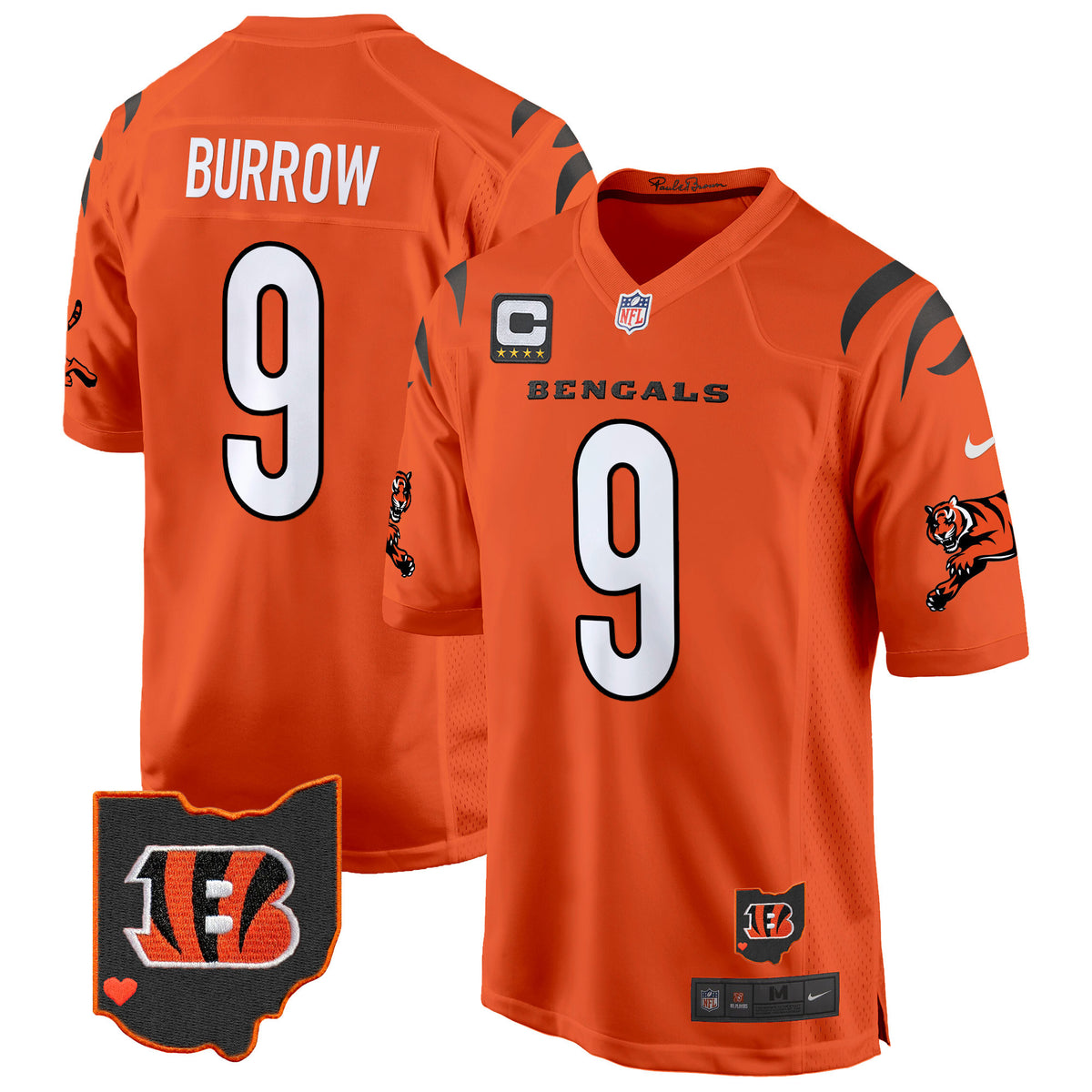 Men's Cincinnati Bengals 2024 Game Jersey - All Stitched - Orange - Joe Burrow — view 1