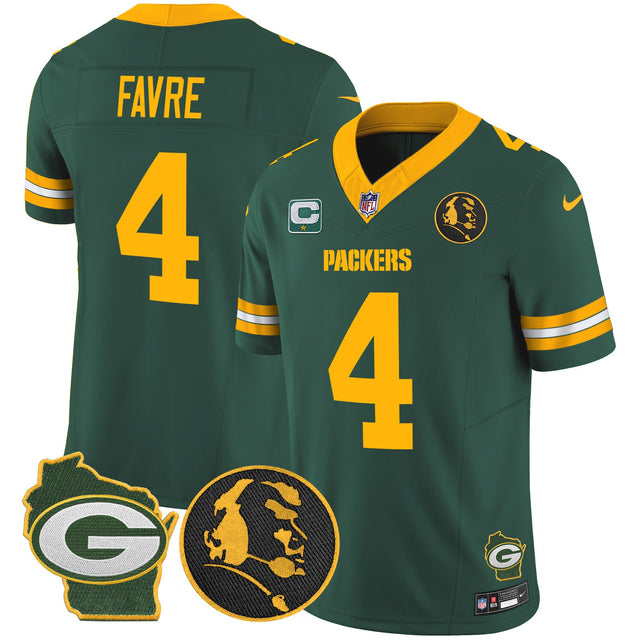 Men's Packers John Madden & Home Patch Vapor Limited Jersey - All Stitched - Green - Brett Favre — view 1