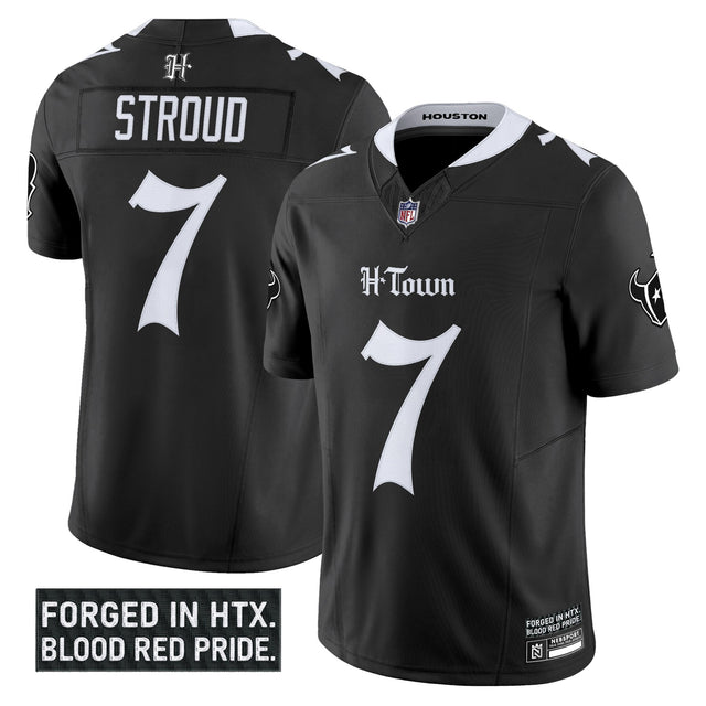 Men's Houston Texans 'Gothic Lone Star Shadows Edition' Vapor Limited Jersey - All Stitched - Black - C.J. Stroud ~0132132 — view 1