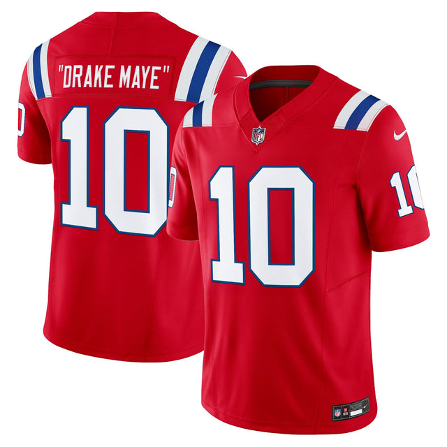 Men's New England Patriots Throwback Vapor Limited Jersey - All Stitched - Red - Drake Maye — view 1