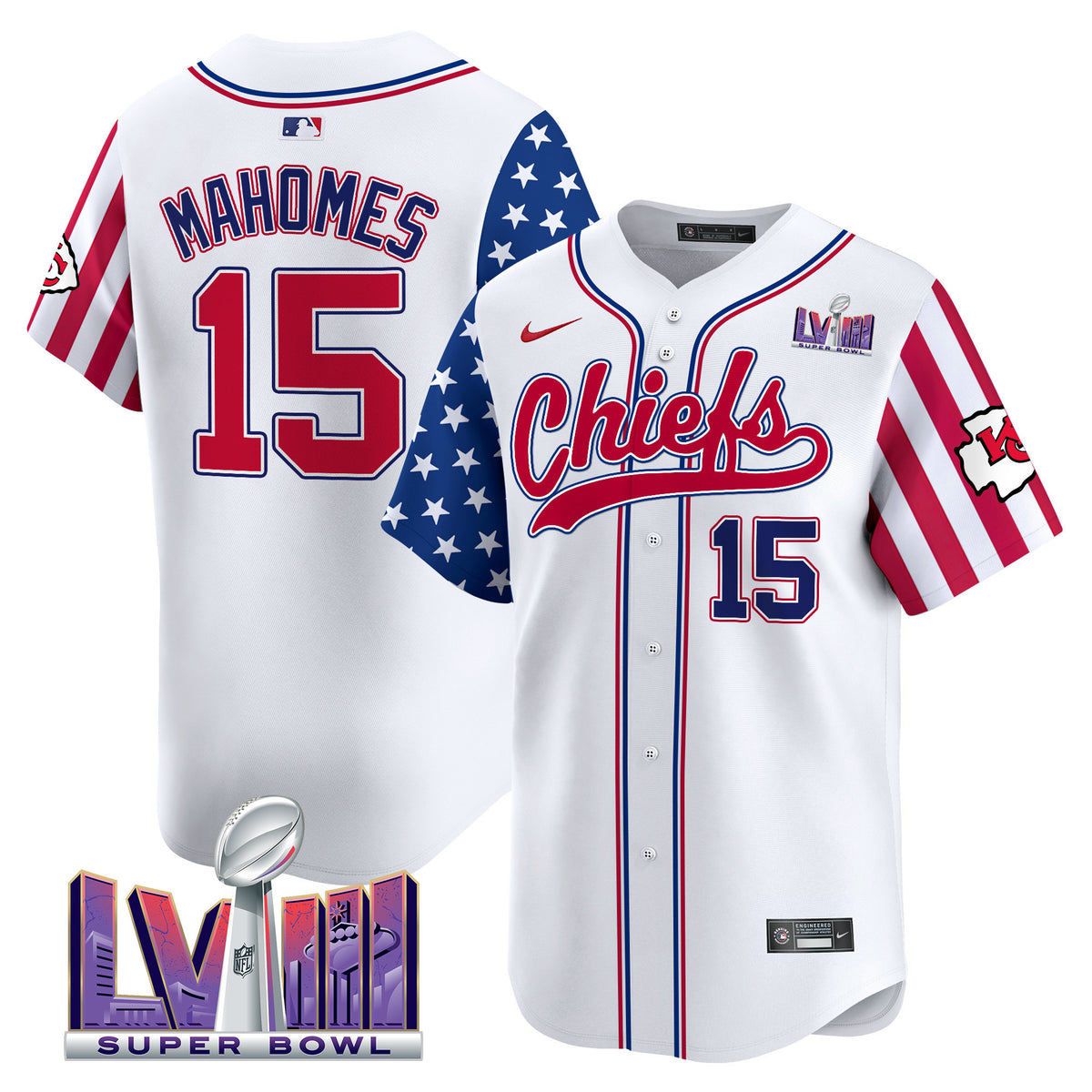 Men's Chiefs 2024 American Style Vapor Premier Limited Jersey - All Stitched - White - Patrick Mahomes — view 1