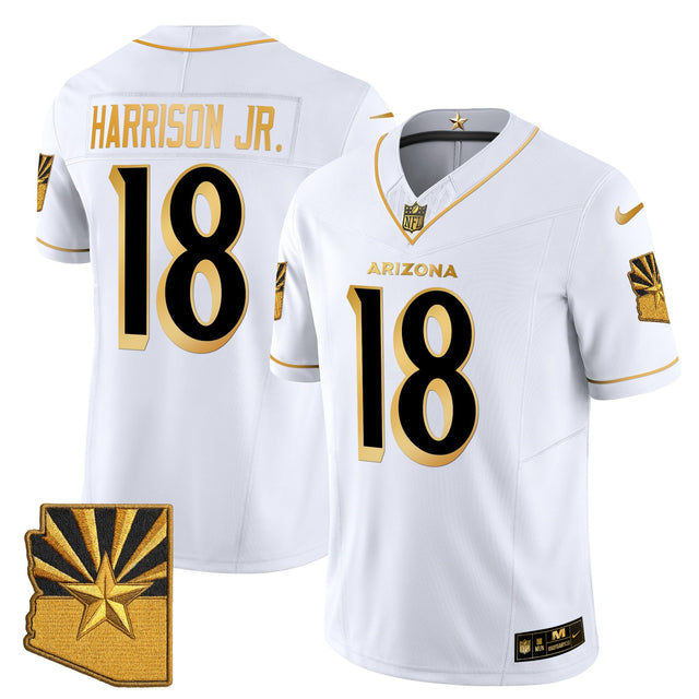Men's Arizona Cardinals 2025 Rivalries Gold Vapor Limited Jersey - All Stitched - White Gold - Marvin Harrison Jr — view 1