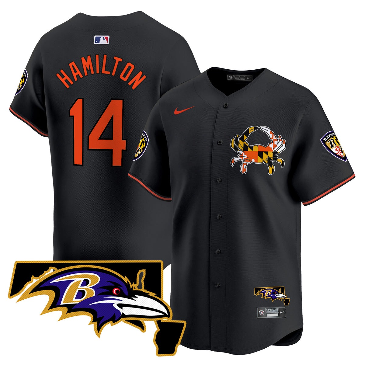 Men's Baltimore Ravens 2024 Vapor Premier Baseball Jersey - All Stitched - Black - Kyle Hamilton — view 1