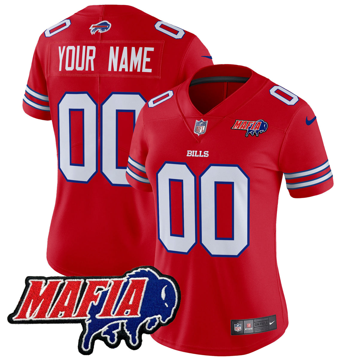 Buffalo Bills 2025 Bills Mafia Patch Vapor Limited Custom Jersey - All Stitched - Red — view 1