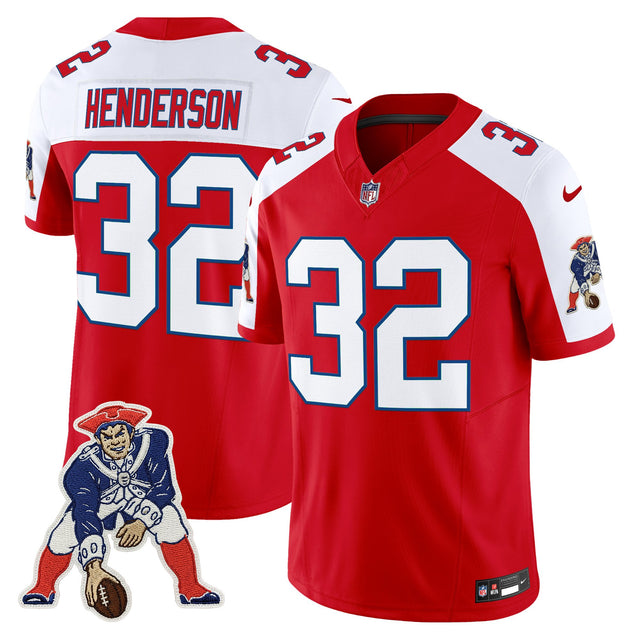 Men's New England Patriots Throwback Vapor Limited Jersey - All Stitched - Red Alternate - TreVeyon Henderson — view 1