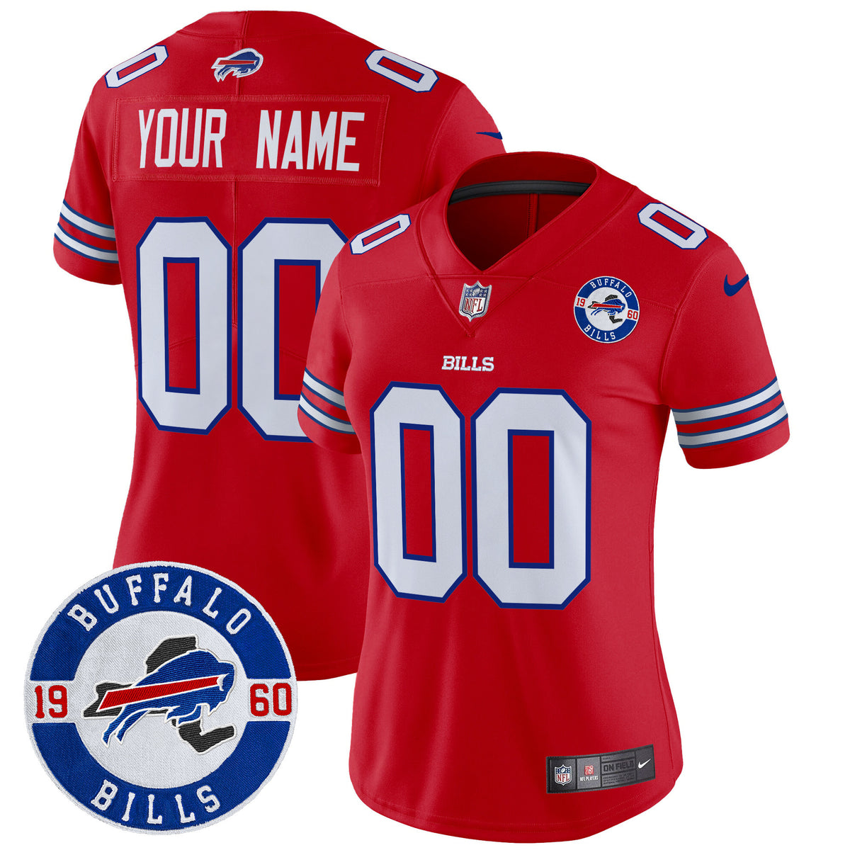Buffalo Bills 2024 Vapor Limited Custom Jersey - Est. 1960 Patch - All Stitched - Red — view 1