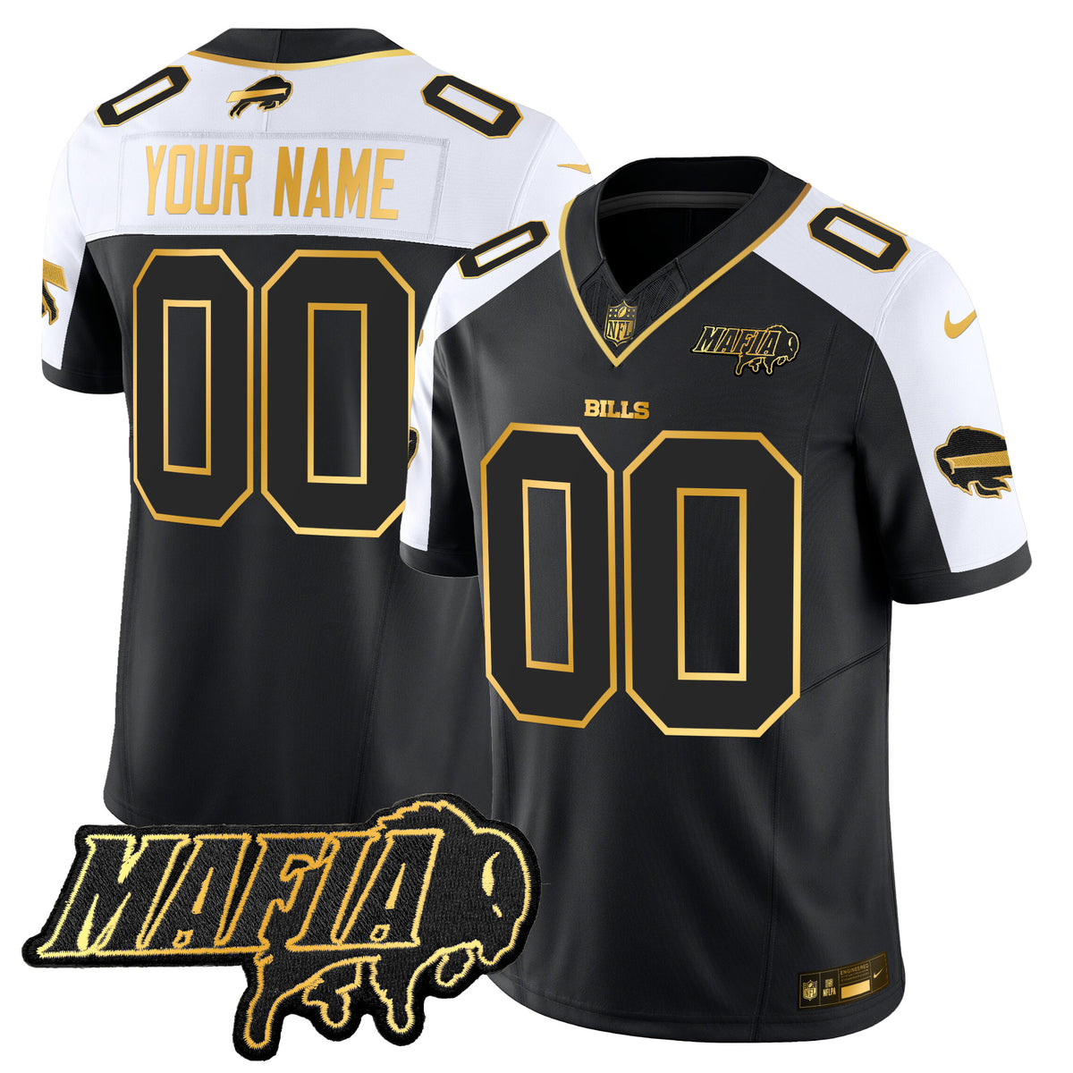 Buffalo Bills 2025 Bills Mafia Patch Gold Vapor Limited Custom Jersey - All Stitched - Alternate — view 1