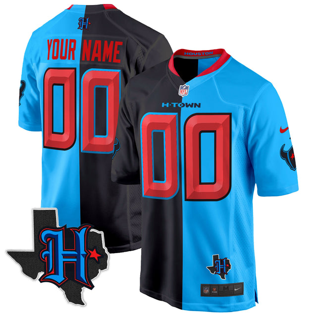 Houston Texans 2024 Texas Patch Game Custom Jersey - All Stitched - Split — view 1