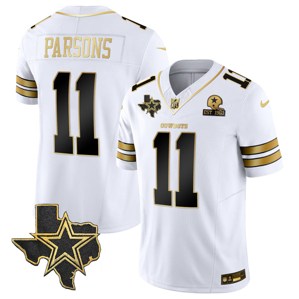 Men's Cowboys Vapor Gold Jersey V2 - All Stitched - White Gold - Micah Parsons — view 1