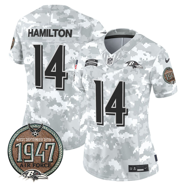 Women's Ravens 2024 Salute to Service Establishment Year Patch Vapor Limited Jersey - All Stitched - Air Force - Kyle Hamilton — view 1