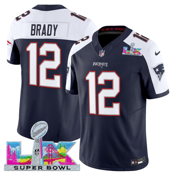 Men's New England Patriots Super Bowl LX Vapor Limited Jersey - All Stitched - Navy Alternate - Tom Brady — view 1
