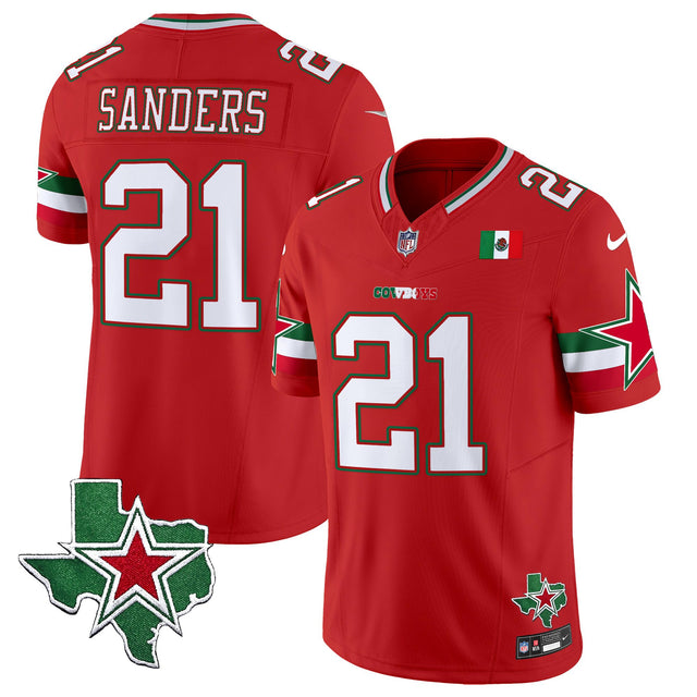 Men's Dallas Cowboys 2025 Mexico Vapor Limited Jersey - All Stitched - Red - Deion Sanders — view 1