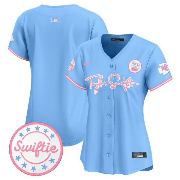 Women's Chiefs Taylor Swift Bubblegum Pink Vapor Premier Limited Jersey - All Stitched - Light Blue - Team — view 1