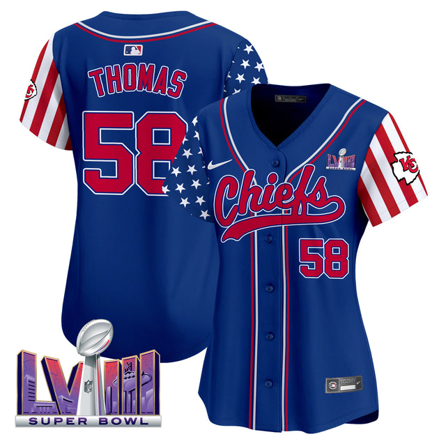 Women's Chiefs 2024 American Style Vapor Premier Limited Jersey - All Stitched - Royal - Derrick Thomas — view 1