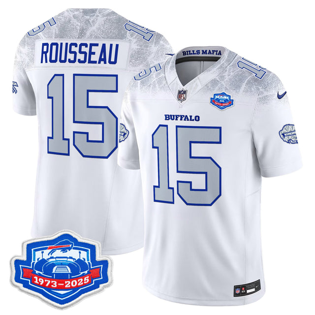 Men's Buffalo Bills 1973 - 2025 Farewell Season Patch Vapor Limited Jersey - All Stitched - Rivalries - Greg Rousseau — view 1