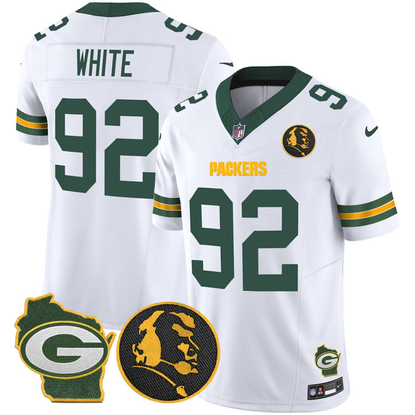 Men's Packers John Madden & Home Patch Vapor Limited Jersey - All Stitched - White - Reggie White — view 1