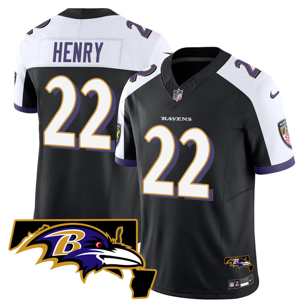 Men's Ravens Maryland Patch Vapor Limited Jersey - All Stitched - Black Alternate - Derrick Henry — view 1