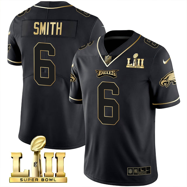 Eagles Super Bowl LII Patch Vapor Jersey - All Stitched - Black Gold - DeVonta Smith — view 1
