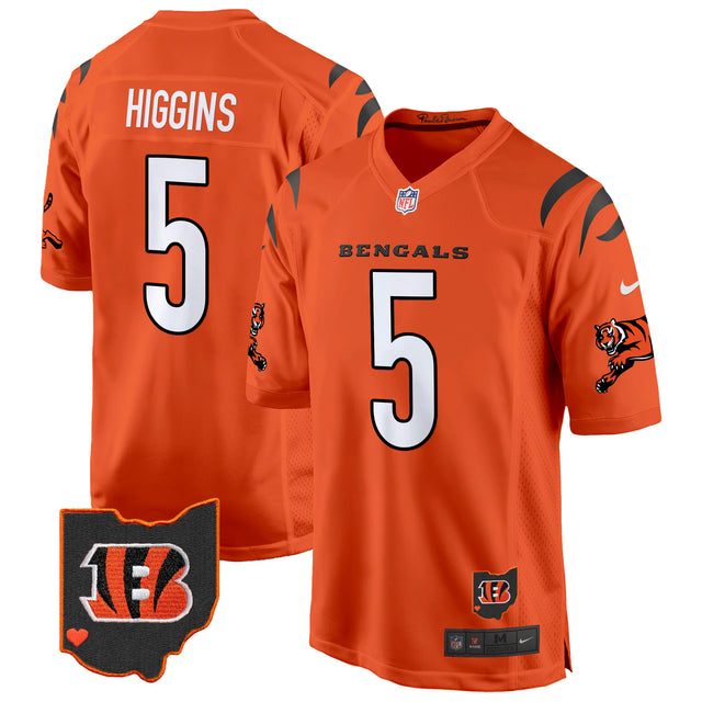 Men's Cincinnati Bengals 2024 Game Jersey - All Stitched - Orange - Tee Higgins — view 1