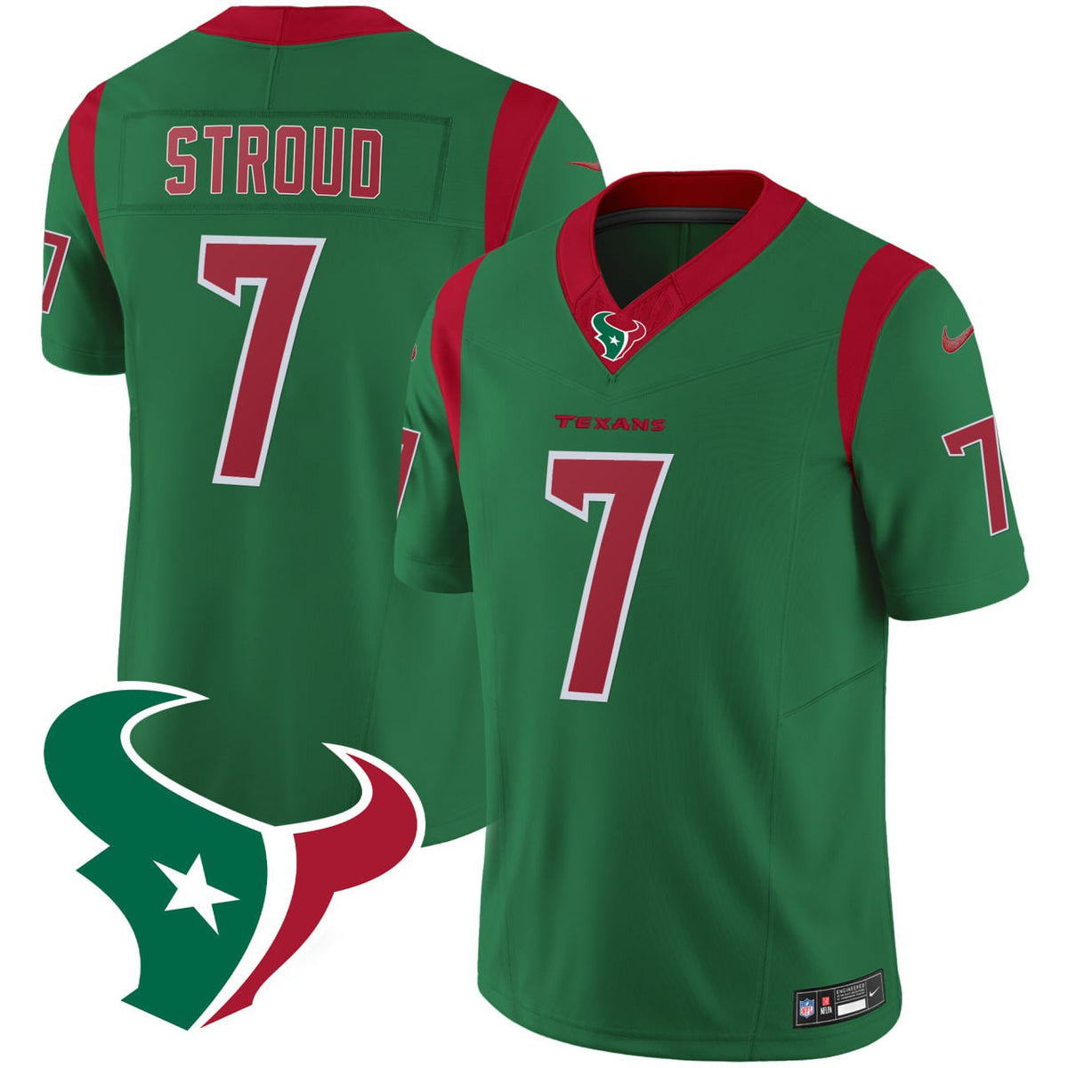 C.J. Stroud Houston Texans Mexico Jersey - All Stitched - Green — view 1