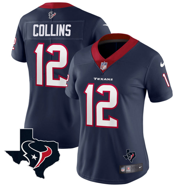 Women's Houston Texans Vapor Limited Jersey - All Stitched - Navy - Nico Collins — view 1