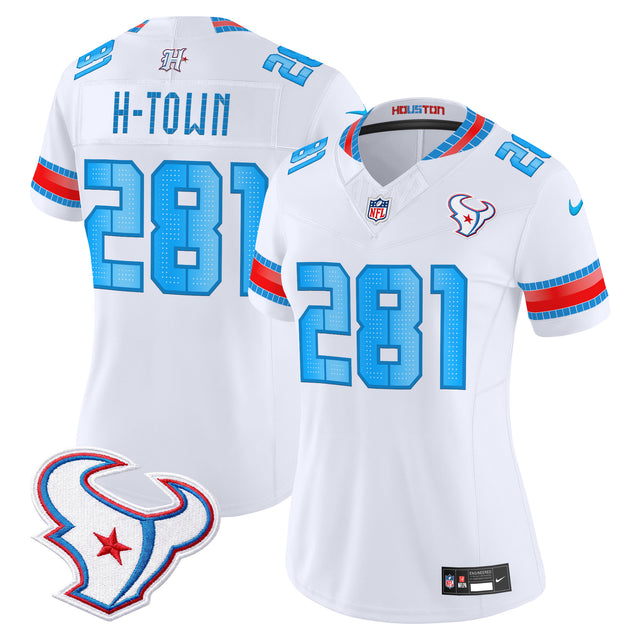 Women's Houston Texans 2026 Rivalries Vapor Limited Jersey - All Stitched - White - H‑Town 281 — view 1