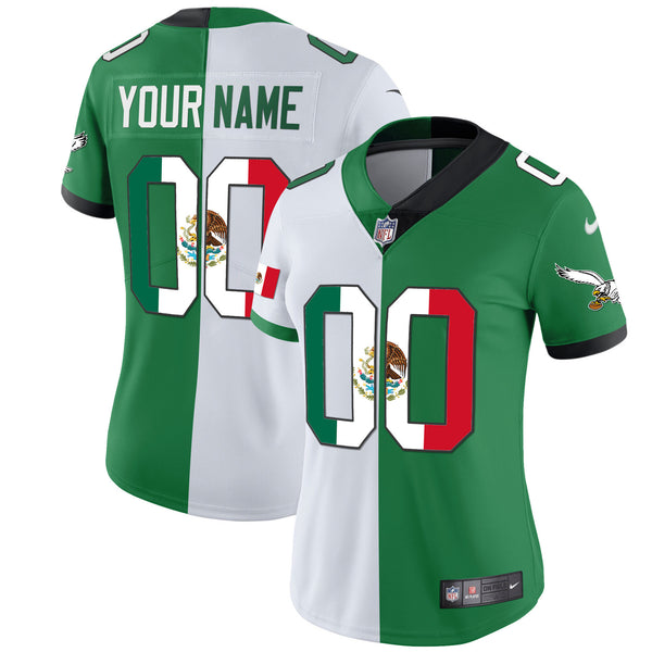 Eagles Mexico Gold & Kelly Vapor Custom Jersey - All Stitched - Split — view 1