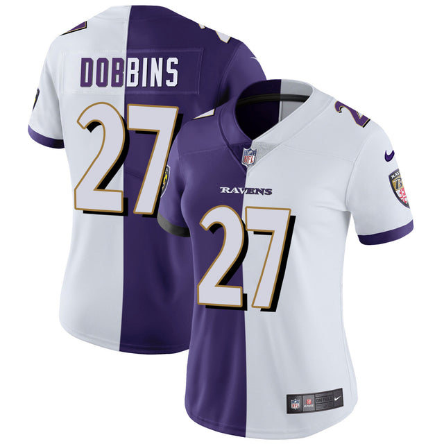 Women's Ravens Gold Vapor Jersey - All Stitched - Split - J.K. Dobbins — view 1