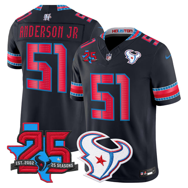 Men's Houston Texans 2026 Rivalries Vapor Limited Jersey - 25th Year Anniversary Patch - All Stitched - Navy - Will Anderson Jr — view 1