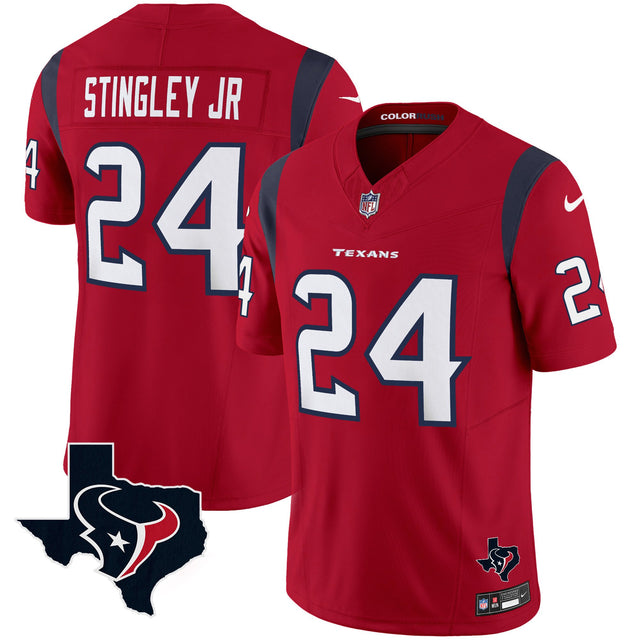 Men's Houston Texans Color Rush Legend Vapor Jersey V2 - All Stitched - Red - Derek Stingley Jr — view 1