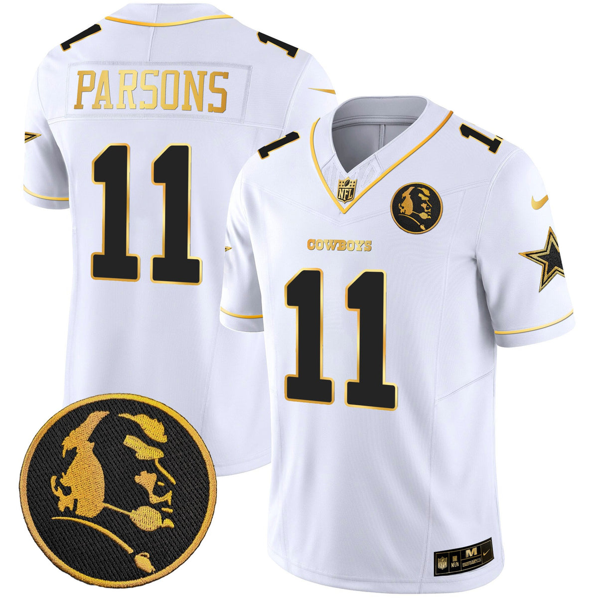 Men's Cowboys John Madden Patch Gold Vapor Jersey - All Stitched - White Gold - Micah Parsons — view 1