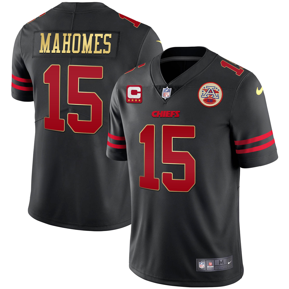 Chiefs Black Red Vapor Jersey - All Stitched - Patrick Mahomes — view 1