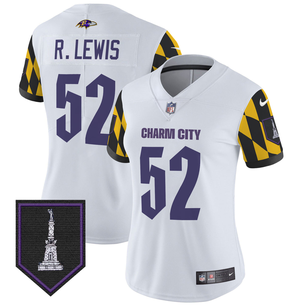 Women's Ravens City Edition Patch Vapor Limited Jersey - All Stitched - White - Ray Lewis — view 1