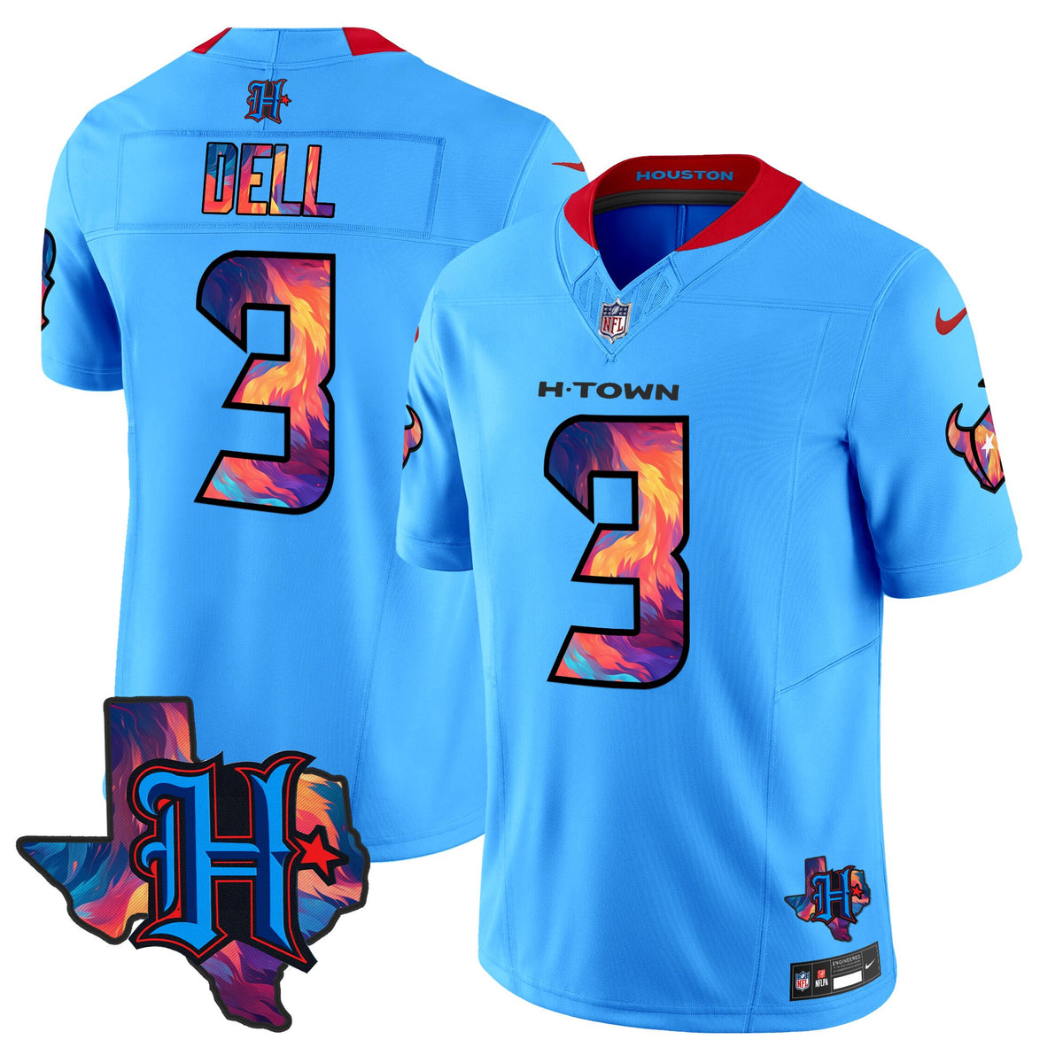 Men's Houston Texans 2024 Special Vapor Limited Jersey - All Stitched - Blue - Tank Dell — view 1