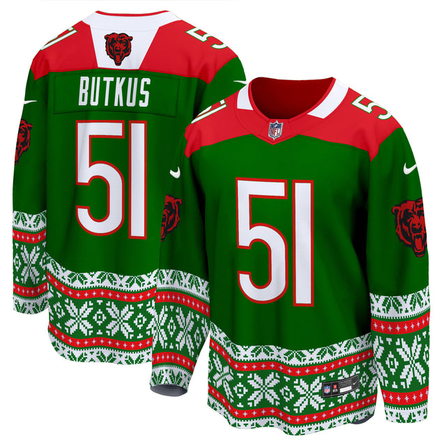 Men's Bears 2024 Christmas Premier Breakaway Jersey - All Printed - Green - Dick Butkus — view 1