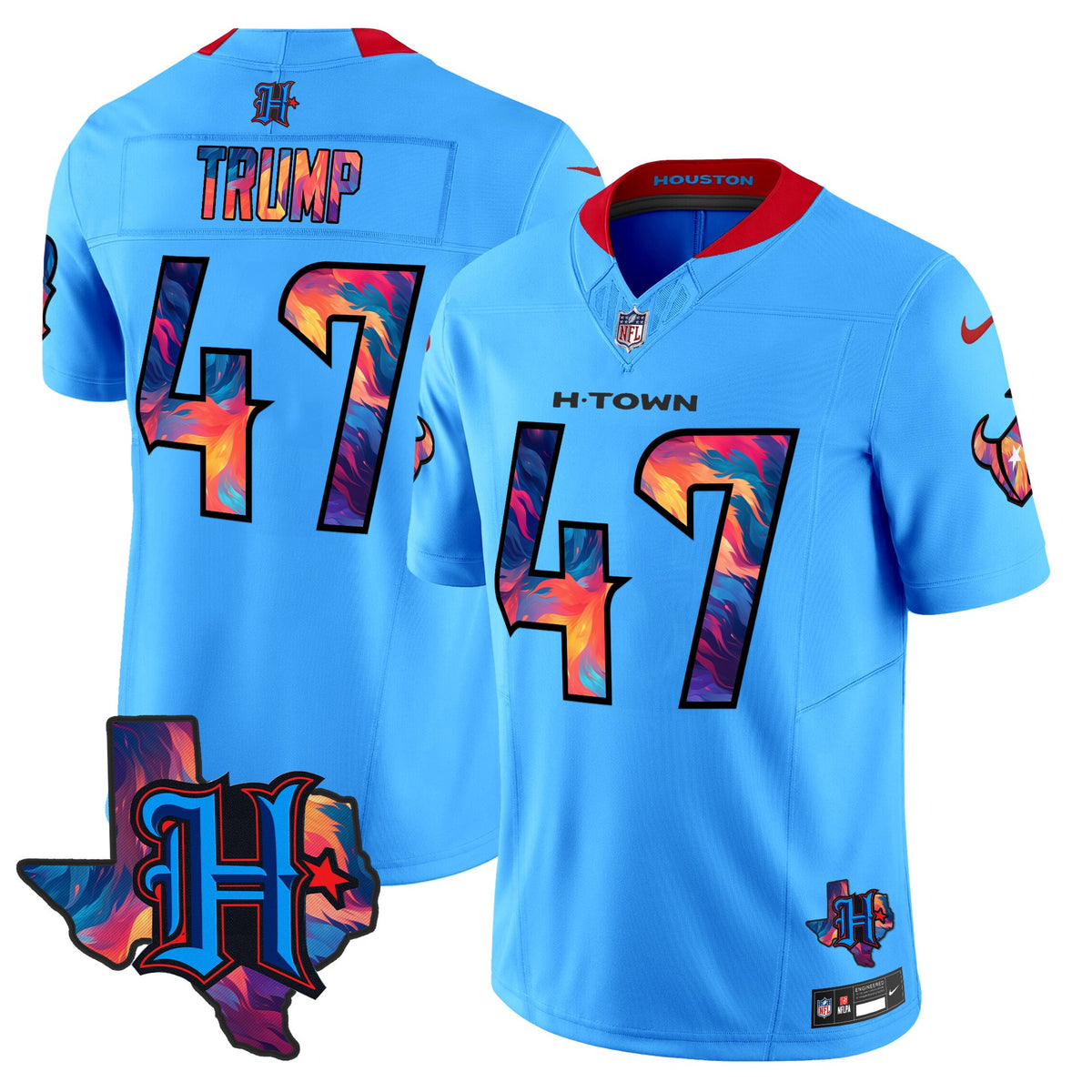 Men's Houston Texans 2024 Special Vapor Limited Jersey - All Stitched - Blue - Donald Trump — view 1