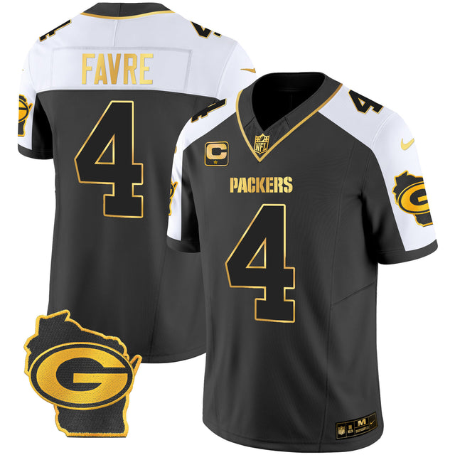 Men's Packers Home Patch Gold Vapor Jersey - All Stitched - Alternate - Brett Favre — view 1