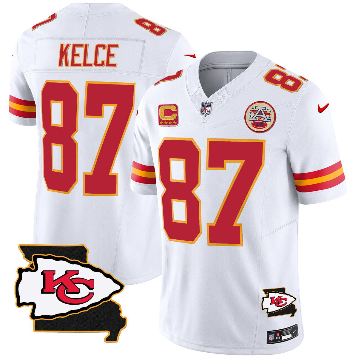 Men's Chiefs Missouri Patch Vapor Limited Jersey - All Stitched - White - Travis Kelce — view 1
