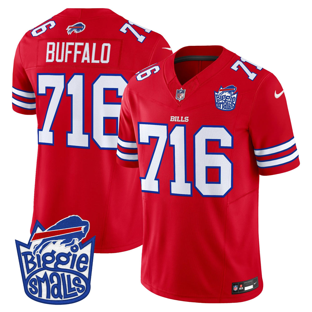 Men's Biggie Smalls × Buffalo Bills Vapor Limited Jersey - All stitched - Red - Buffalo 716 — view 1