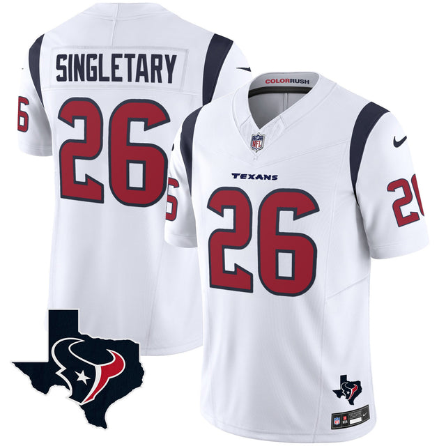 Men's Houston Texans Color Rush Legend Vapor Jersey V2 - All Stitched - White - Devin Singletary — view 1