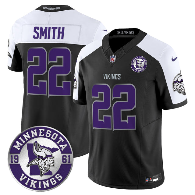 Men's Minnesota Vikings 2024 Vapor Limited Jersey - Est. 1961 Patch - All Stitched - Black Alternate - Harrison Smith — view 1